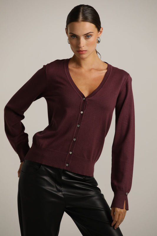 Fitted Cardigan Knit With V-Neck