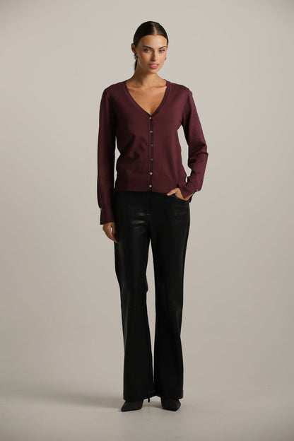 Fitted Cardigan Knit With V-Neck