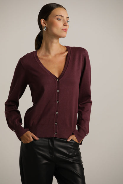 Fitted Cardigan Knit With V-Neck