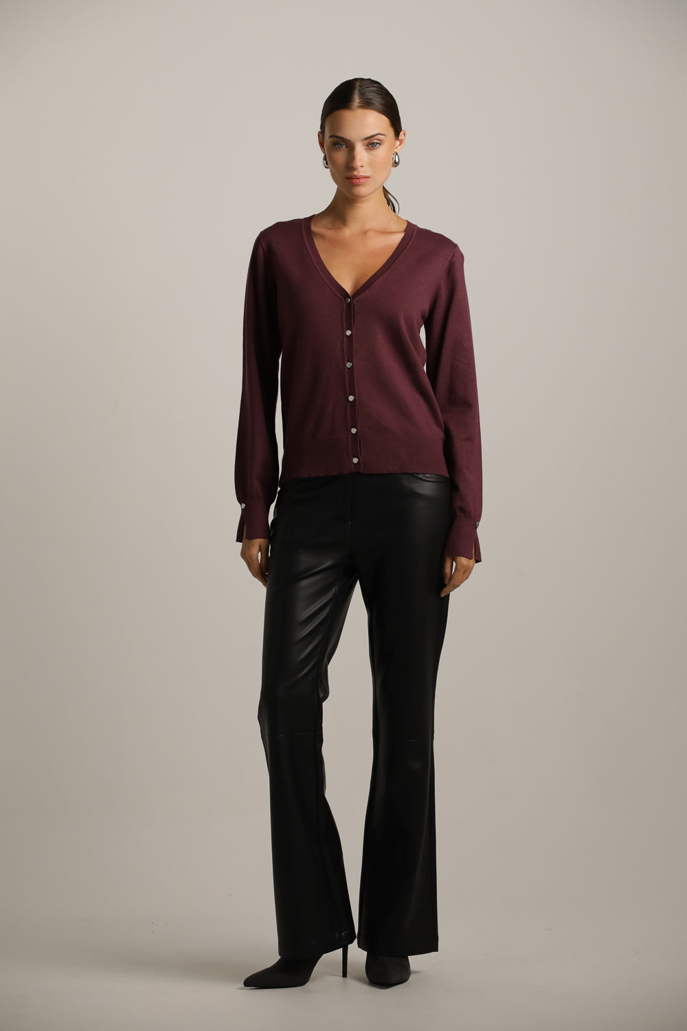 Fitted Cardigan Knit With V-Neck