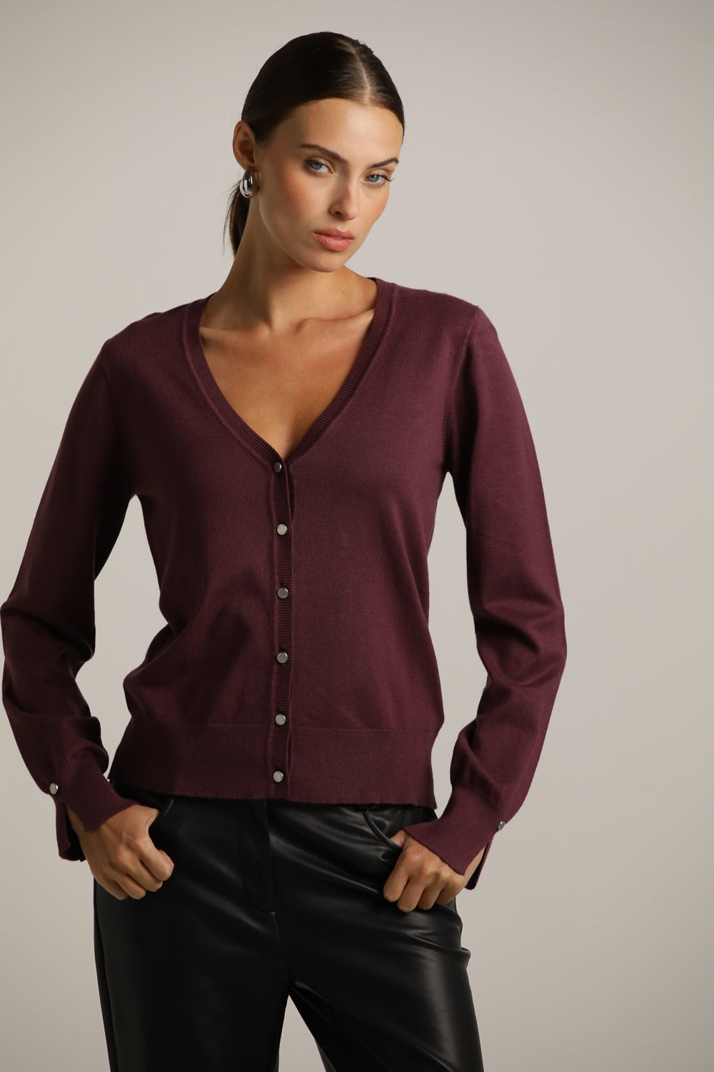 Fitted Cardigan Knit With V-Neck