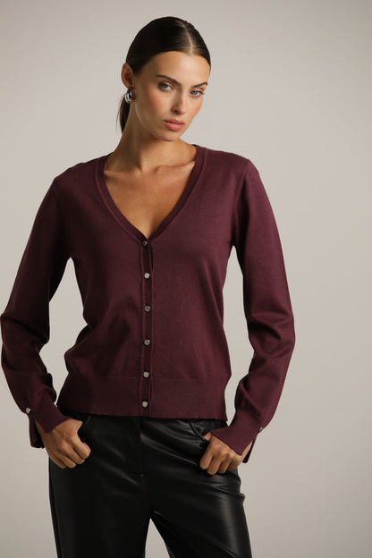 Fitted Cardigan Knit With V-Neck