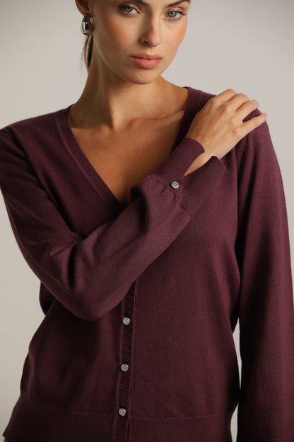 Fitted Cardigan Knit With V-Neck