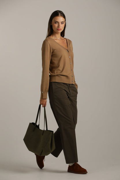 Fitted Cardigan Knit With V-Neck