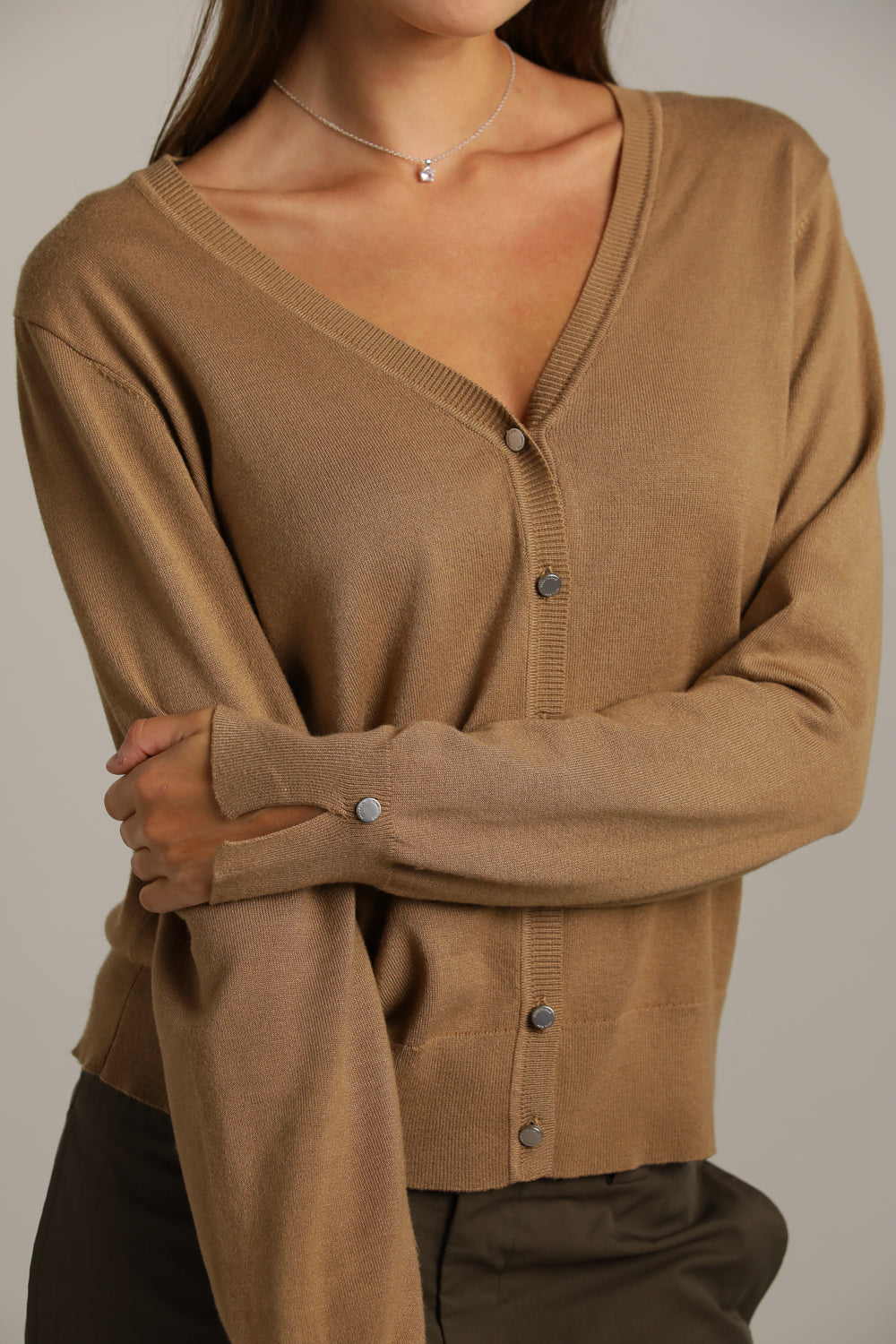 Fitted Cardigan Knit With V-Neck