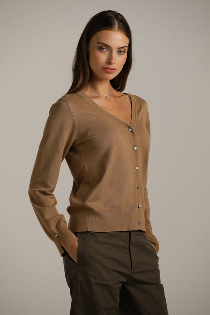 Fitted Cardigan Knit With V-Neck