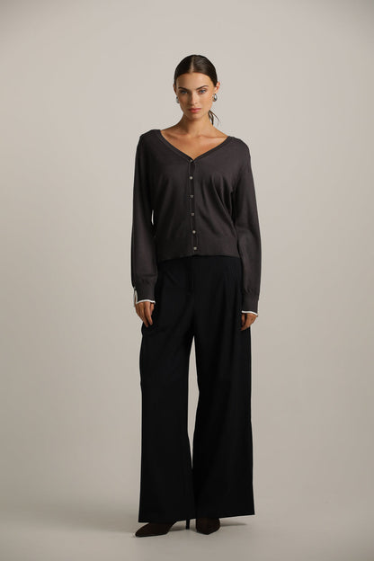 Fitted Cardigan Knit With V-Neck