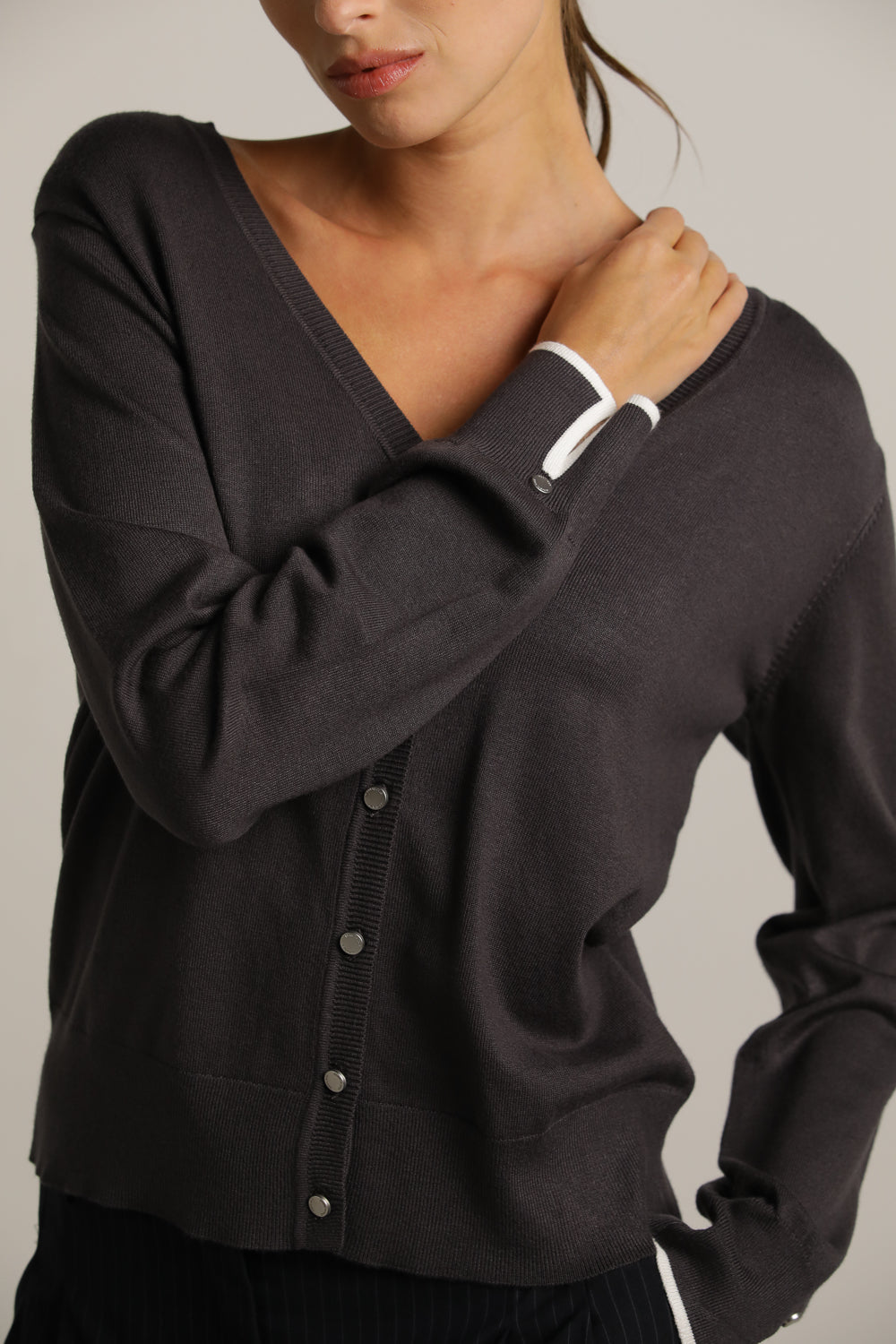 Fitted Cardigan Knit With V-Neck