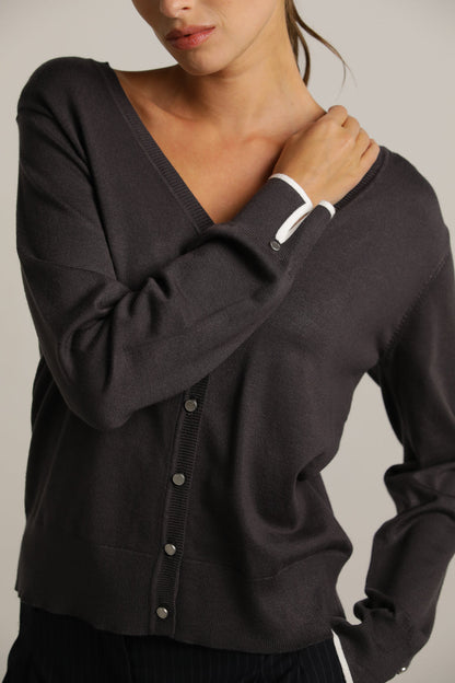 Fitted Cardigan Knit With V-Neck