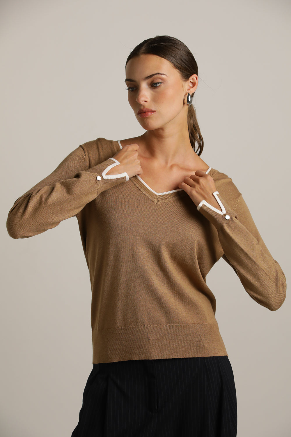 Classic Knit V-Neck Top