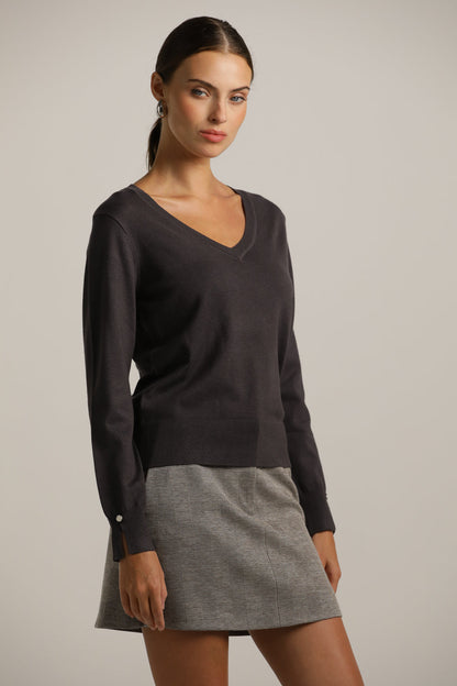 Classic Knit V-Neck Top