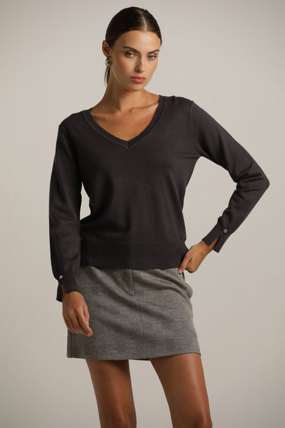 Classic Knit V-Neck Top