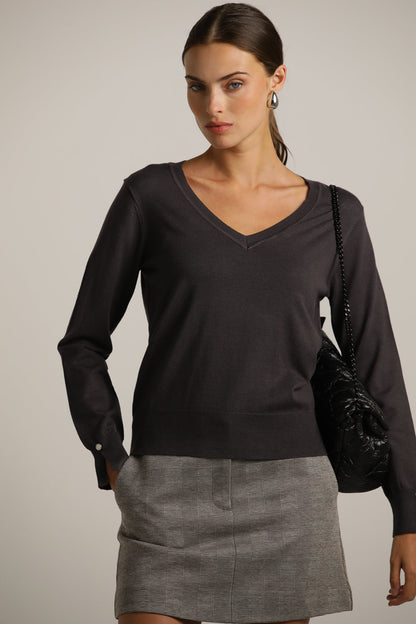 Classic Knit V-Neck Top