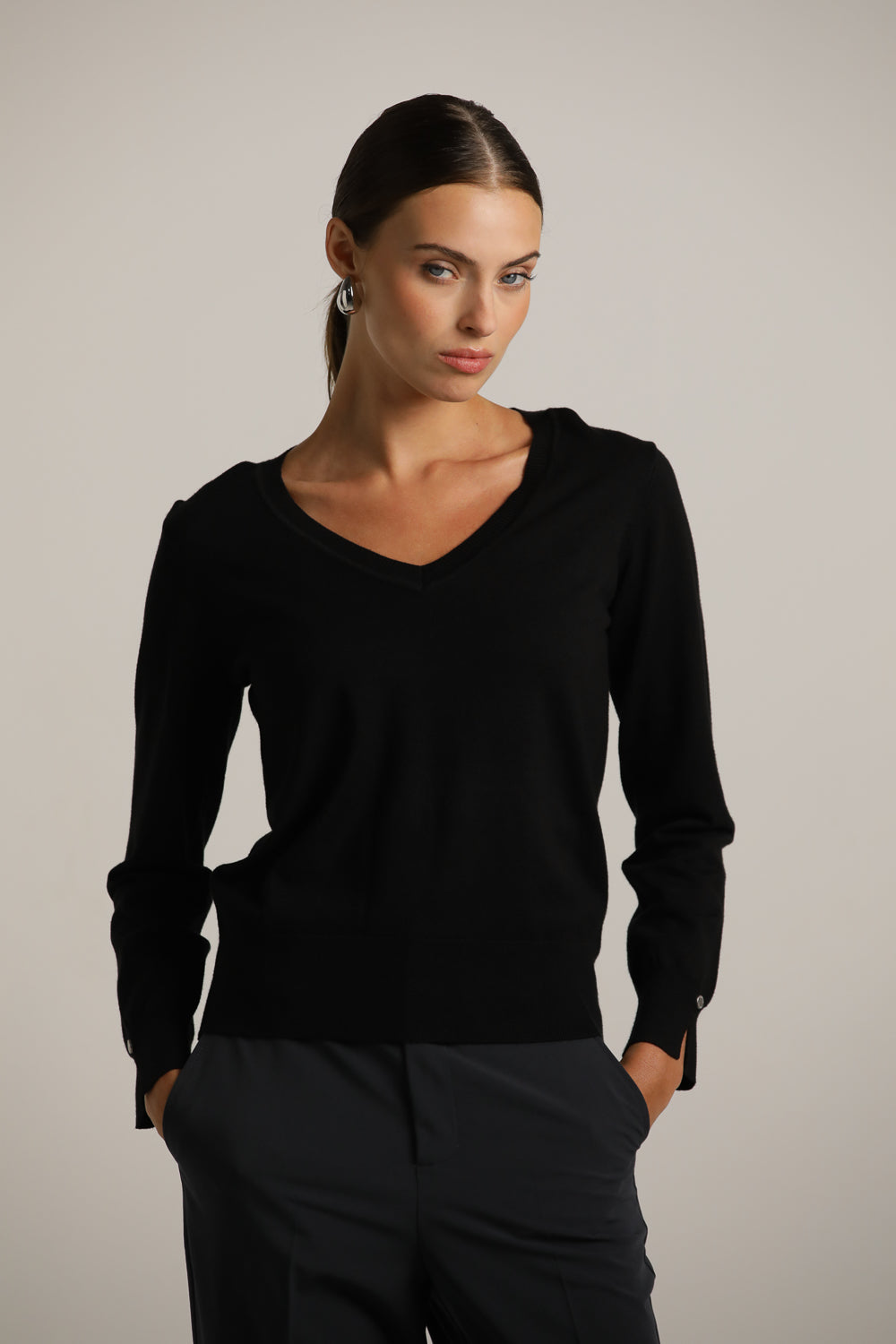 Classic Knit V-Neck Top