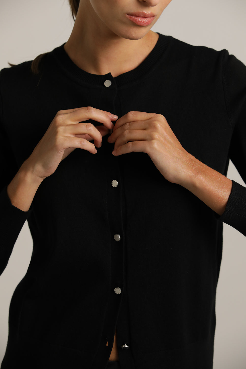 Classic Knit Crew-Neck Cardigan