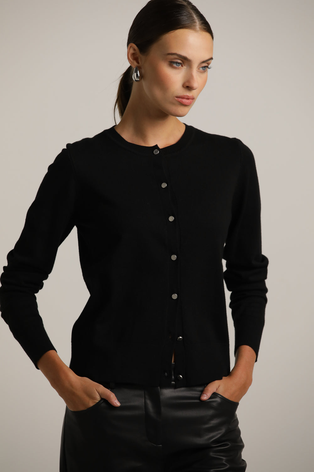 Classic Knit Crew-Neck Cardigan