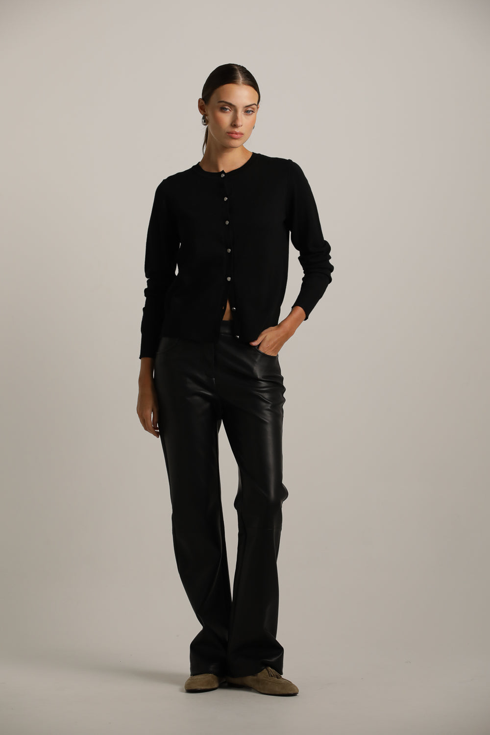 Classic Knit Crew-Neck Cardigan