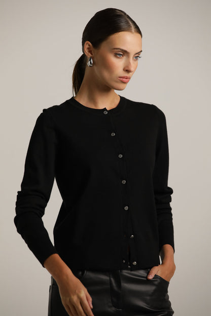 Classic Knit Crew-Neck Cardigan