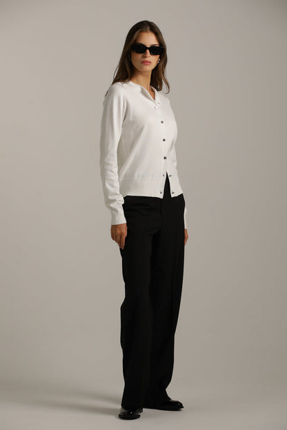 Classic Knit Crew-Neck Cardigan
