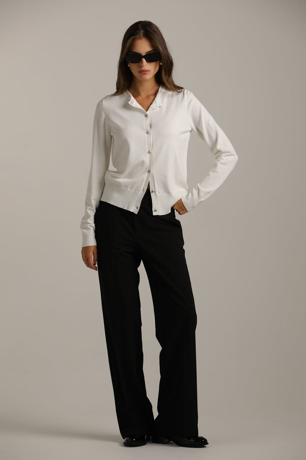 Classic Knit Crew-Neck Cardigan