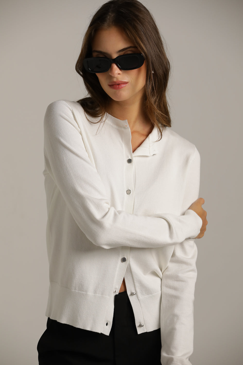 Classic Knit Crew-Neck Cardigan