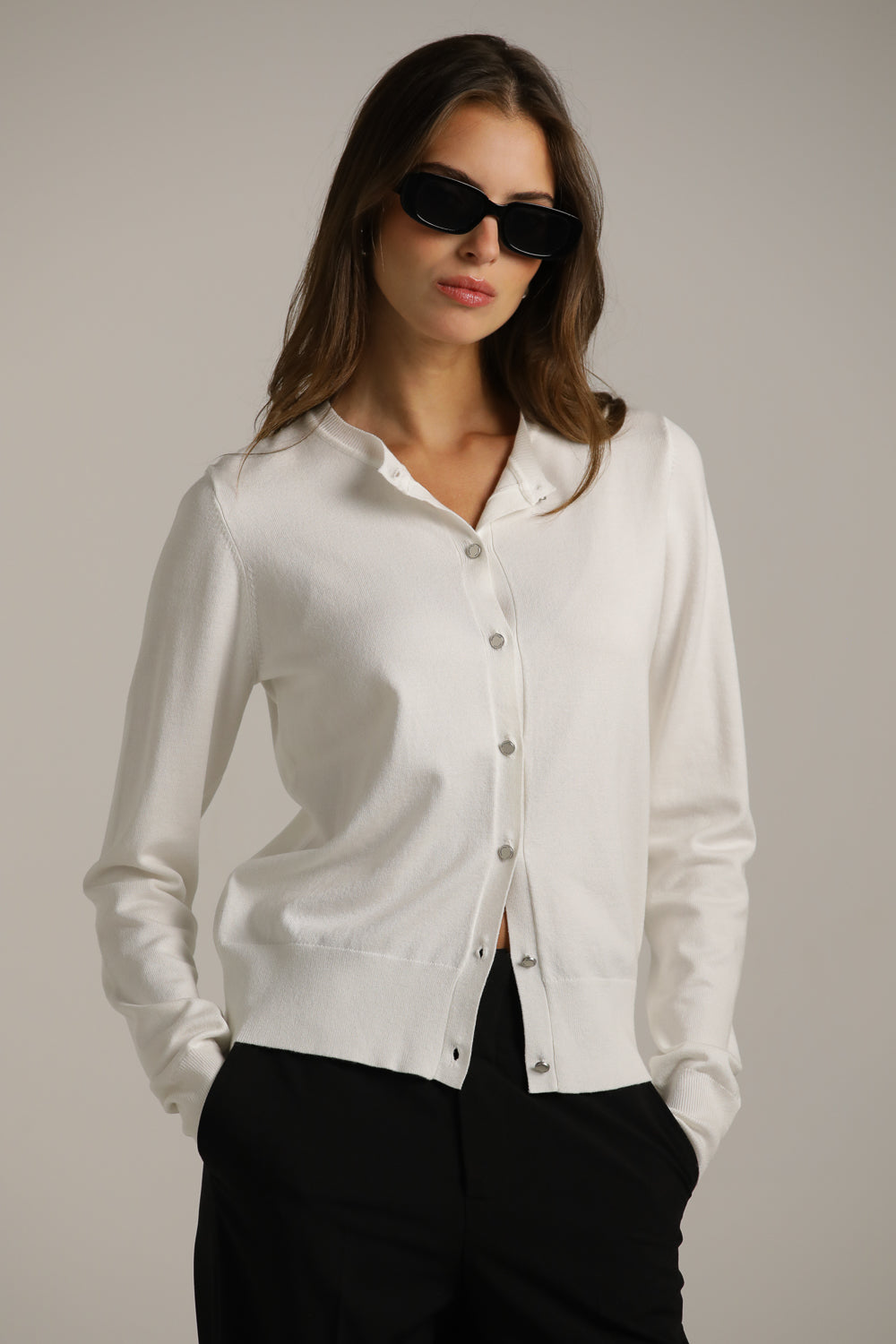 Classic Knit Crew-Neck Cardigan