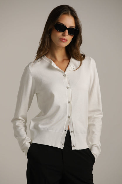 Classic Knit Crew-Neck Cardigan