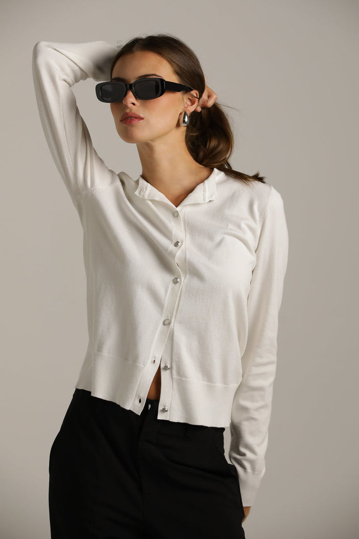 Classic Knit Crew-Neck Cardigan
