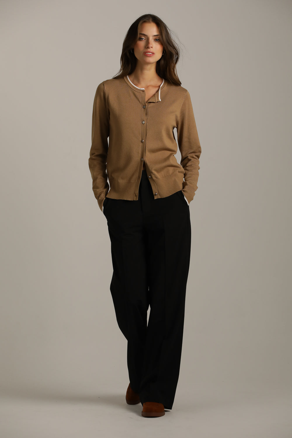 Classic Knit Crew-Neck Cardigan