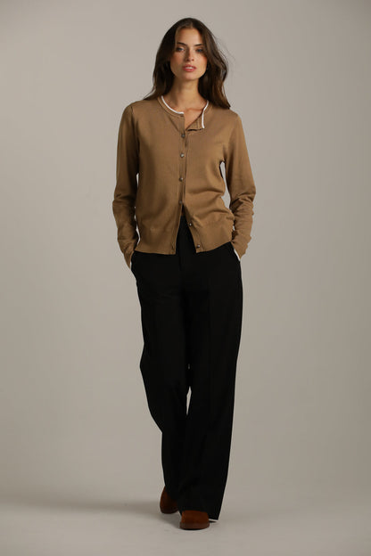 Classic Knit Crew-Neck Cardigan