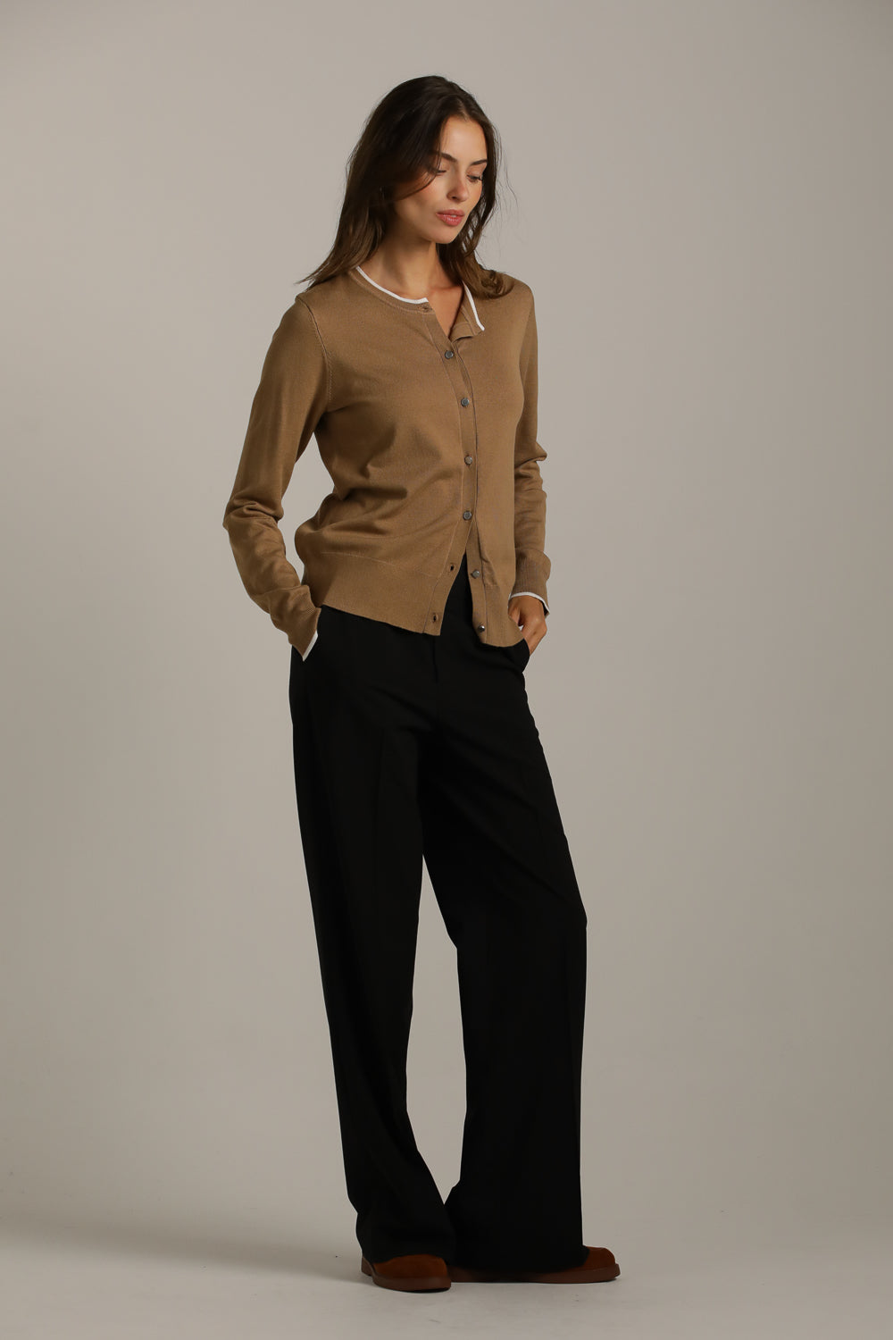 Classic Knit Crew-Neck Cardigan