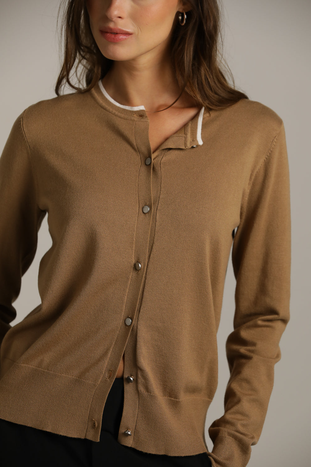 Classic Knit Crew-Neck Cardigan