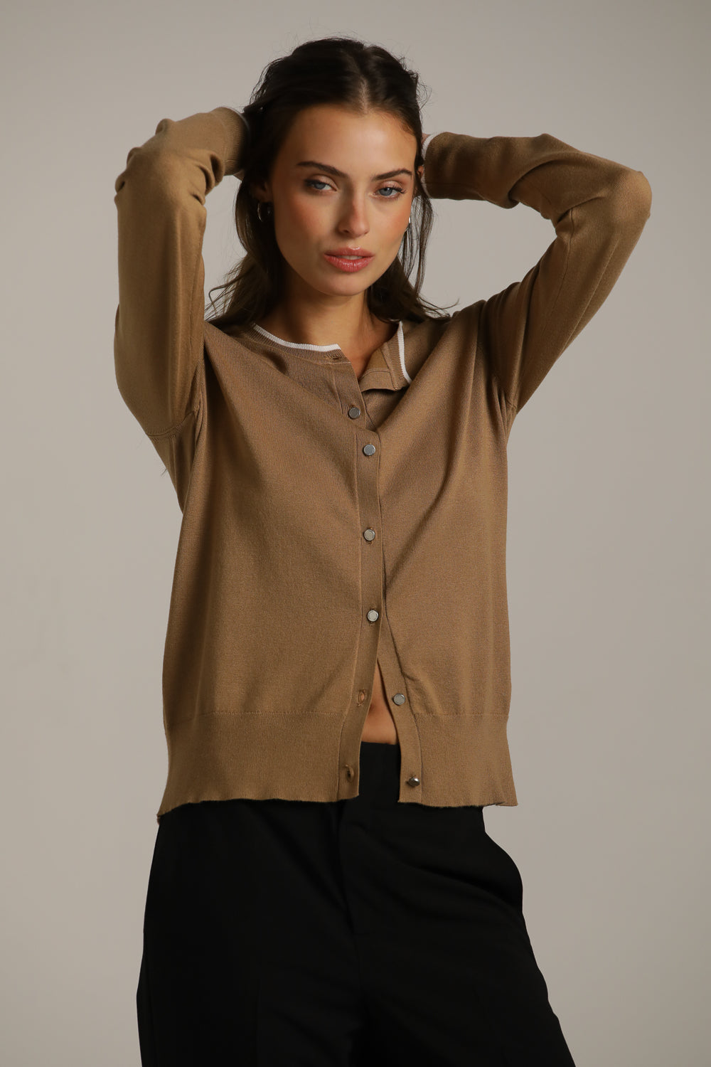 Classic Knit Crew-Neck Cardigan