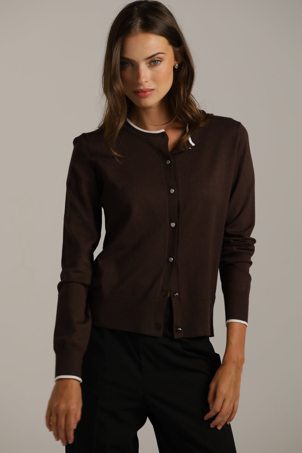 Classic Knit Crew-Neck Cardigan