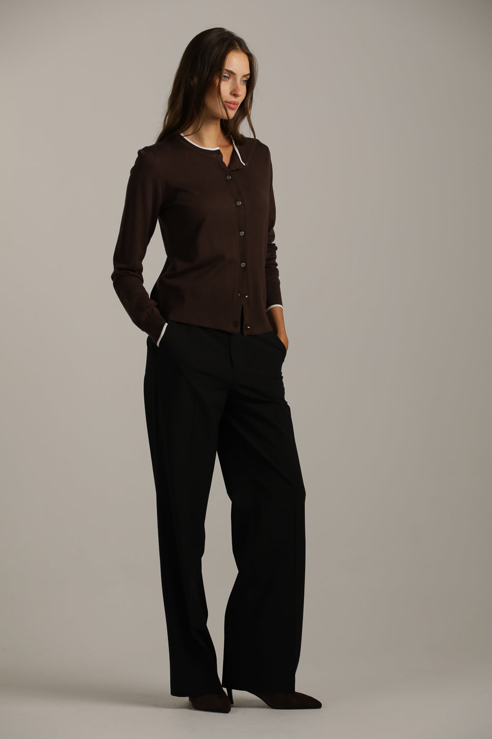 Classic Knit Crew-Neck Cardigan