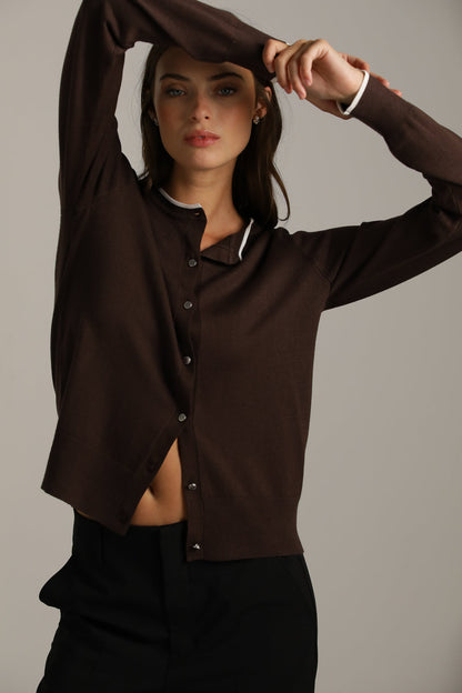 Classic Knit Crew-Neck Cardigan