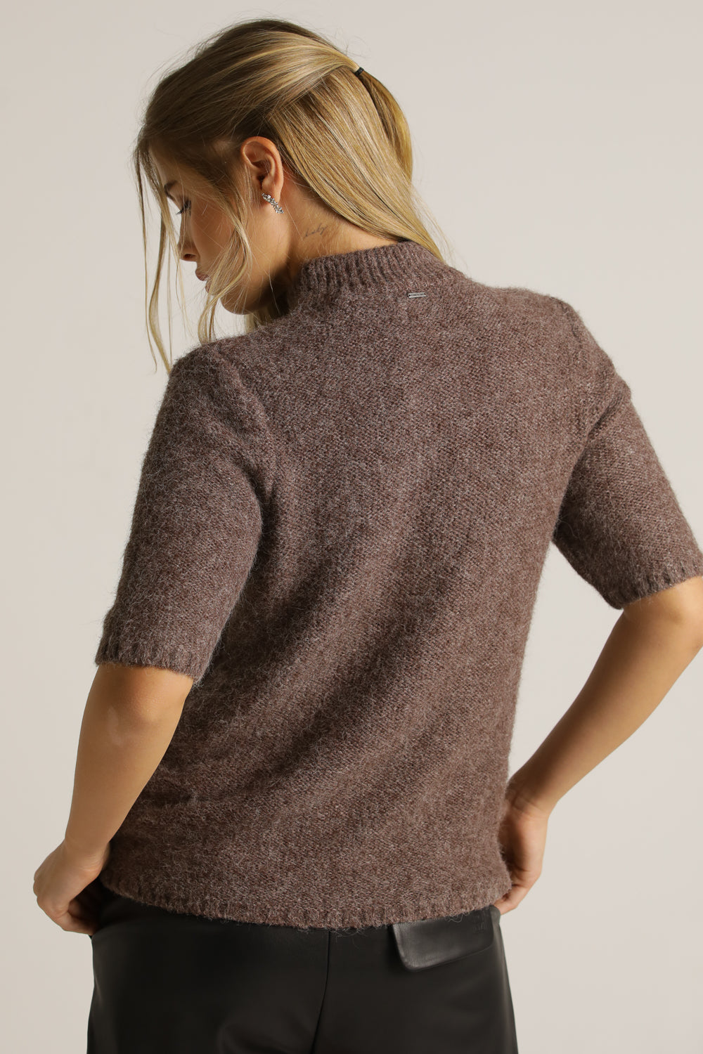 Short Wool-Blend Knit Top