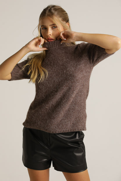 Short Wool-Blend Knit Top