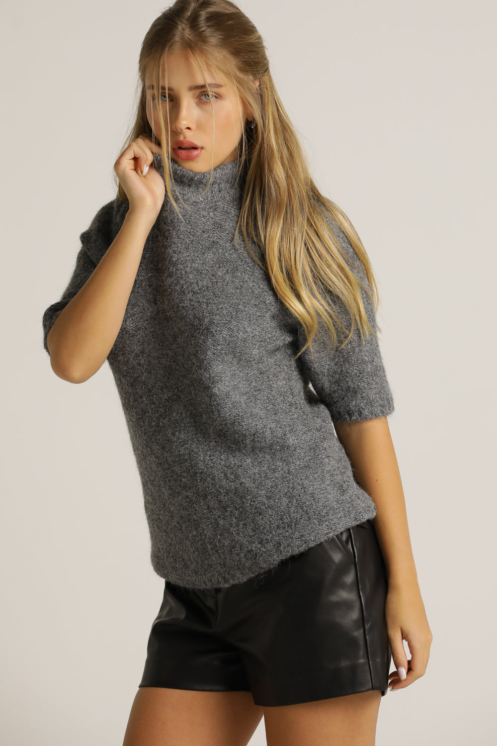 Short Wool-Blend Knit Top