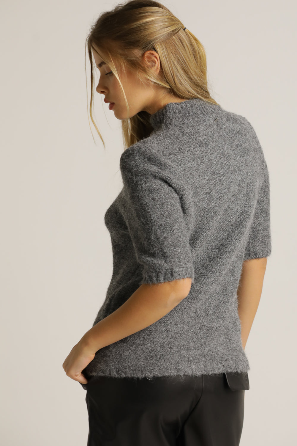 Short Wool-Blend Knit Top