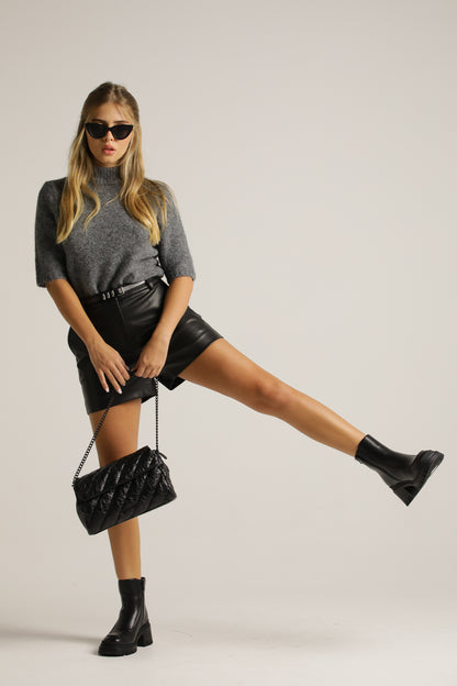 Short Wool-Blend Knit Top