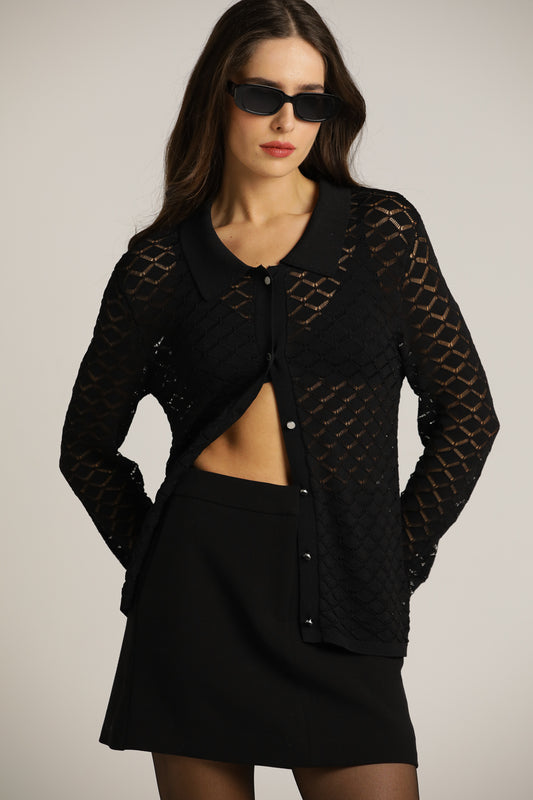 Semi-Sheer Knit Cardigan