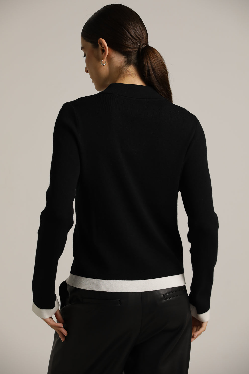 Polo-Collar Knit Cardigan