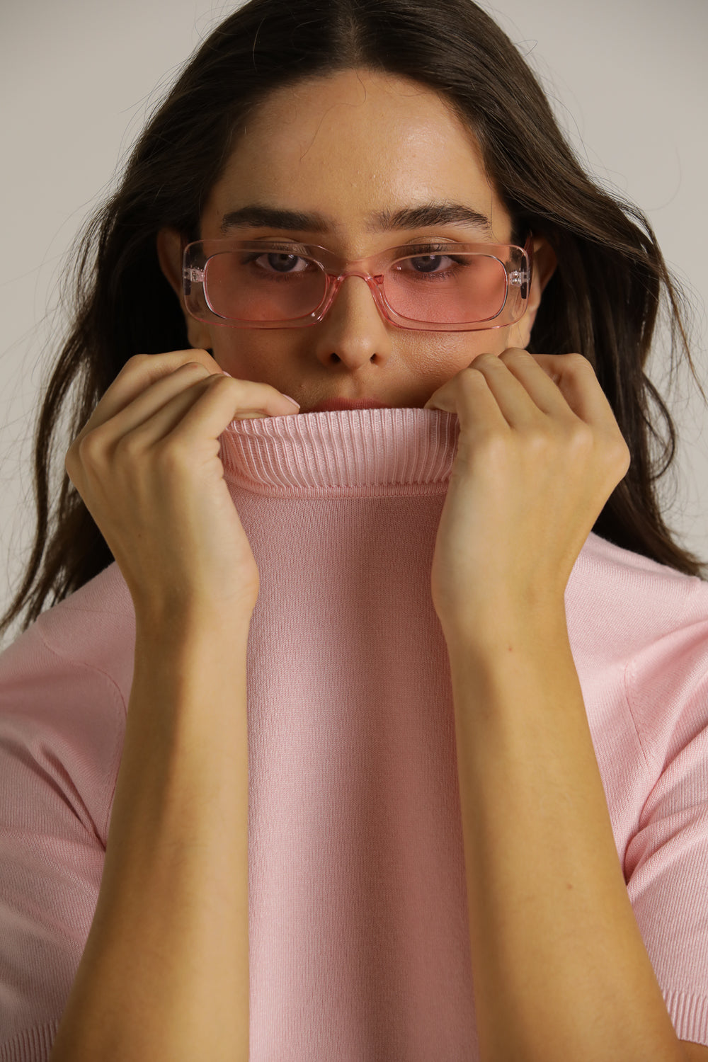 Short-Sleeve Turtleneck Knit With High Collar