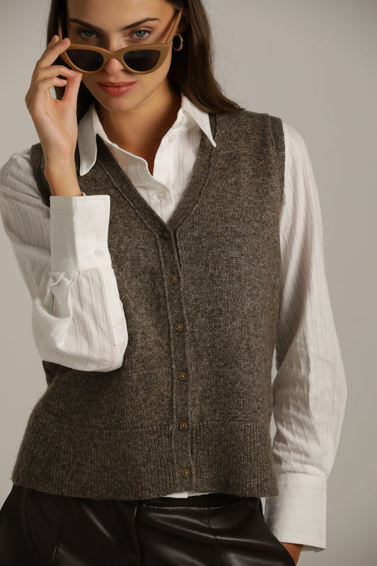 Knitted Vest With Buttons