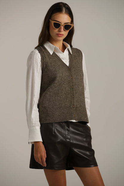 Knitted Vest With Buttons