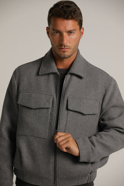Bomber Jacket In Wool-Like Look