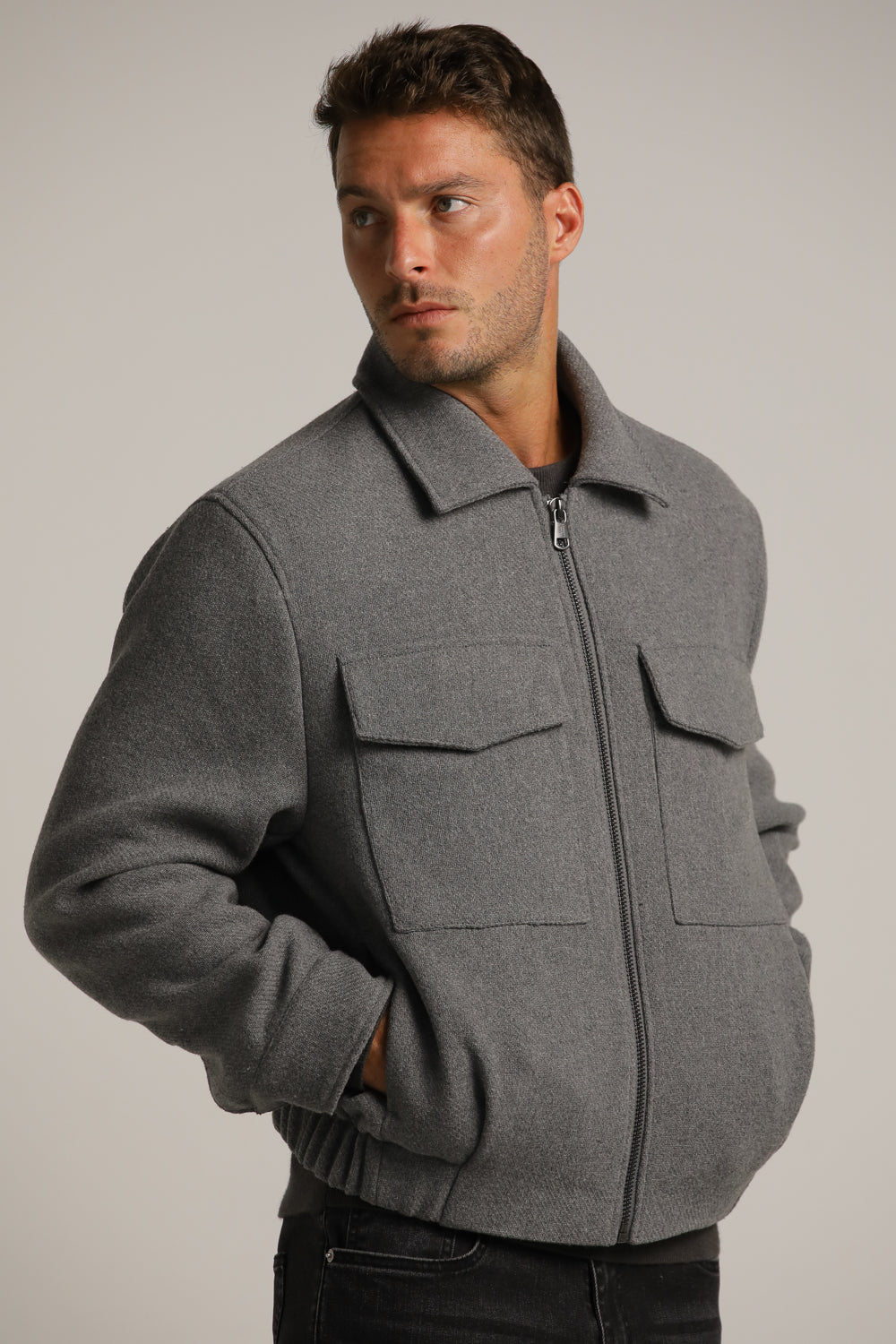 Bomber Jacket In Wool-Like Look