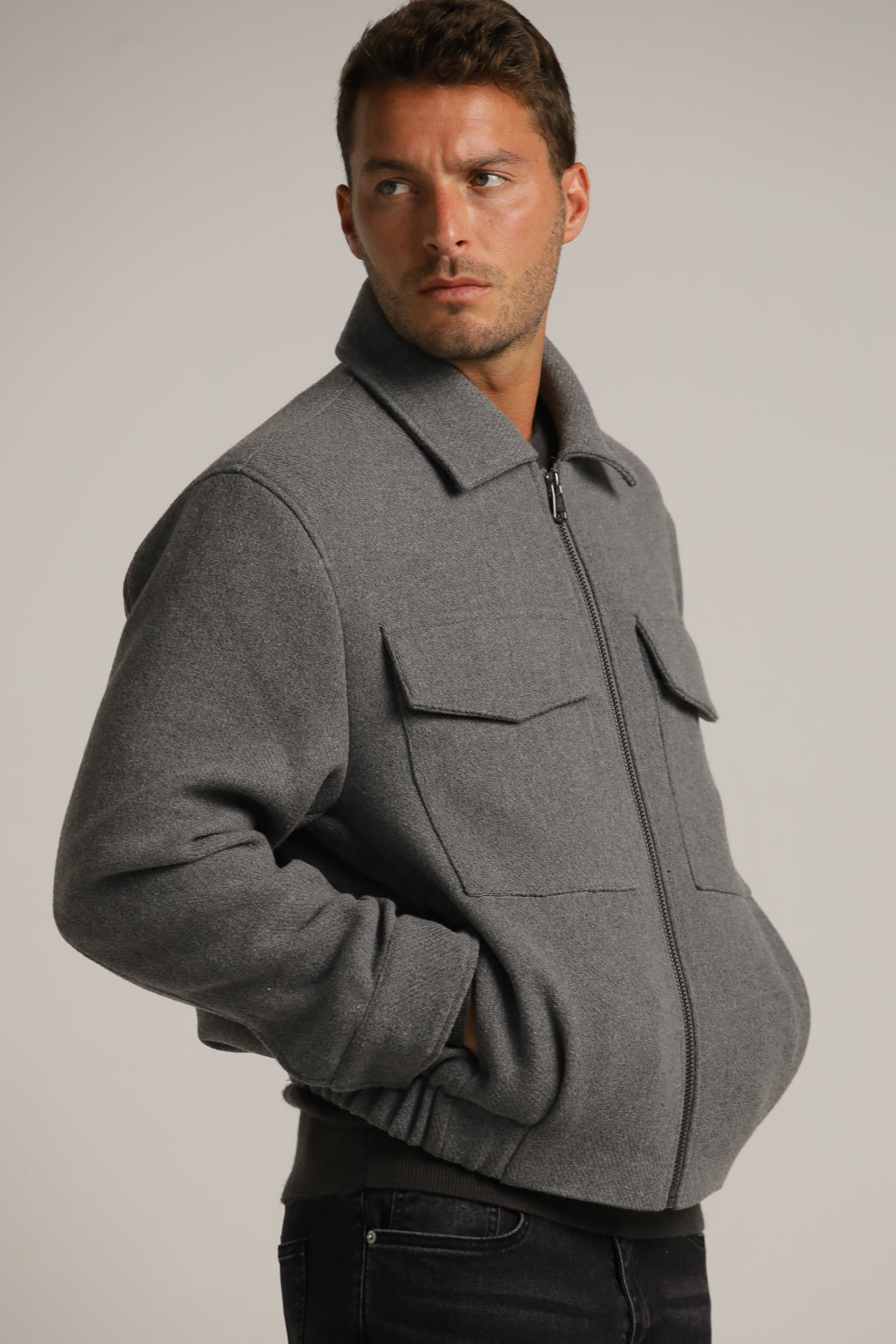 Bomber Jacket In Wool-Like Look