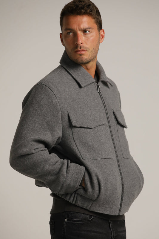 Bomber Jacket In Wool-Like Look